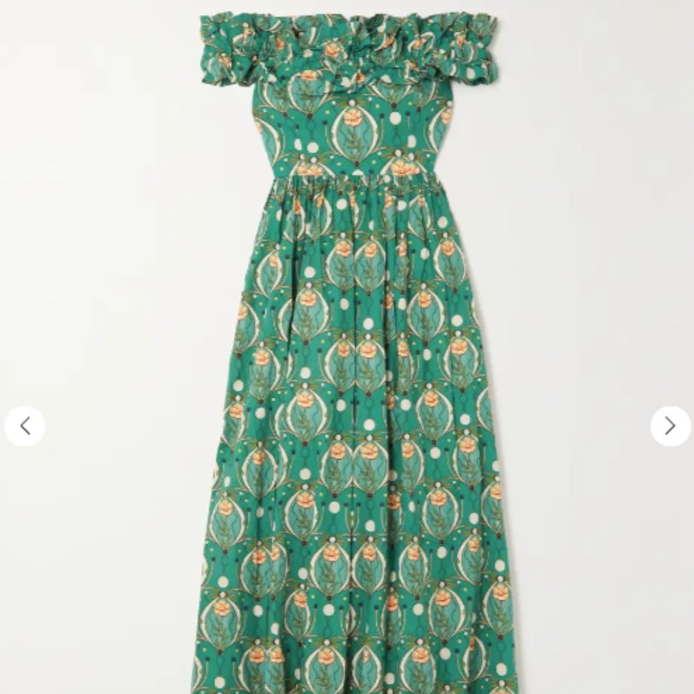 AGUA BY AGUA BENDITA - Espliego Lunar off-the-shoulder printed dress